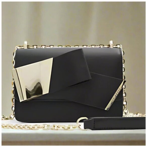 Ted Baker London Handbags - Ted Baker Ted Baker Livia Crossbody Black Small Leather Convertible Gold Chain